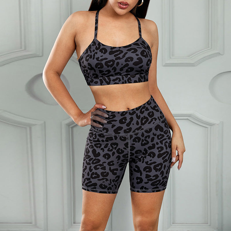 New Style Yoga Suits Sports Fitness Leopard Print Suit Ladies Fitness Suit -  25th Hour Store